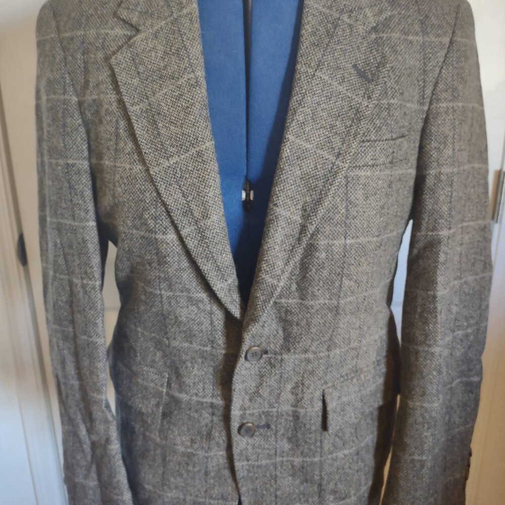 Evan Picone Brown Plaid 100% Pure Wool Blazer Robinsons-May Size 14